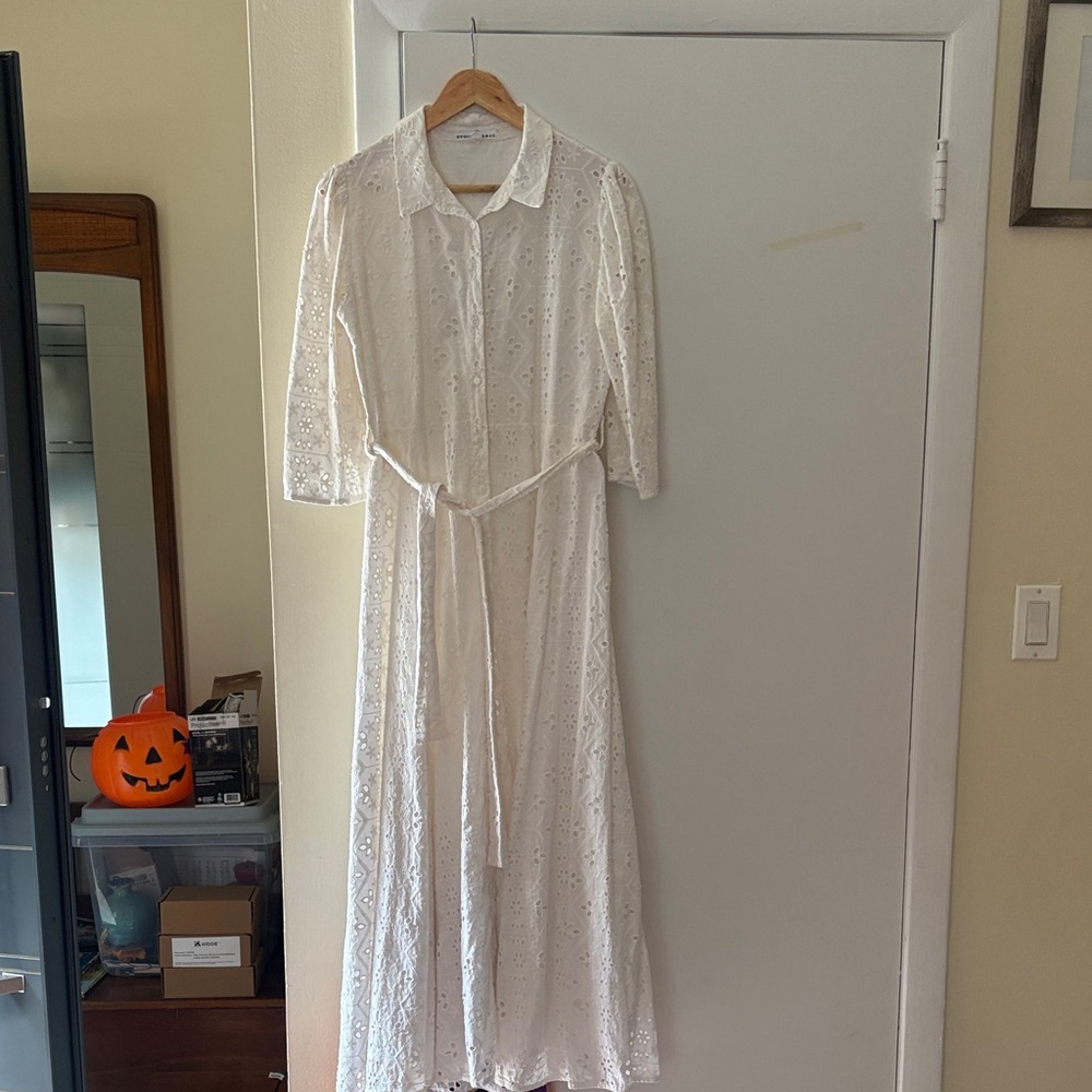Chic White Lace Long Sleeve Dress